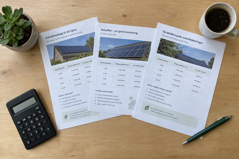 Køkkenbord med tilbud, lommeregner og kvitteringer klar til fradragsopgørelsen